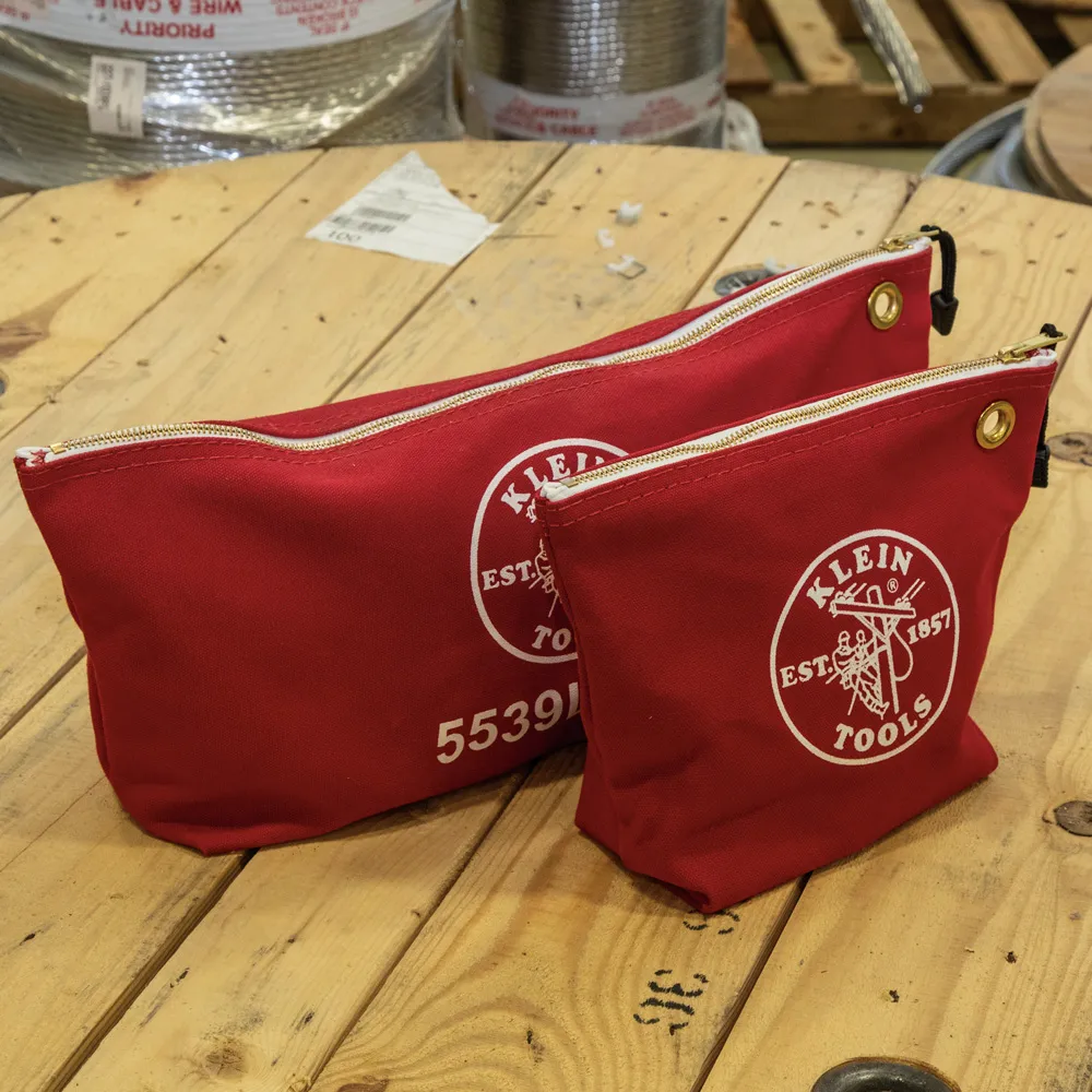 Bolsa con cierre relámpago, portaherramientas de 25,4 cm de lona roja